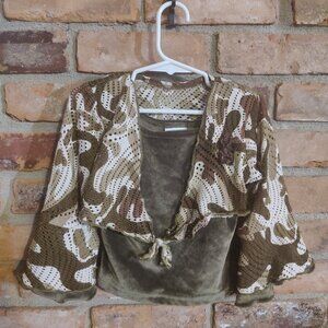 Girls 2 Piece Camo/Olive Velour Outfit